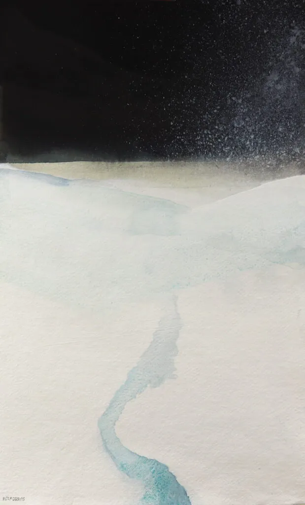 Melting snow (Tow), Mixed media on Khadi paper 2022 (430x265mm