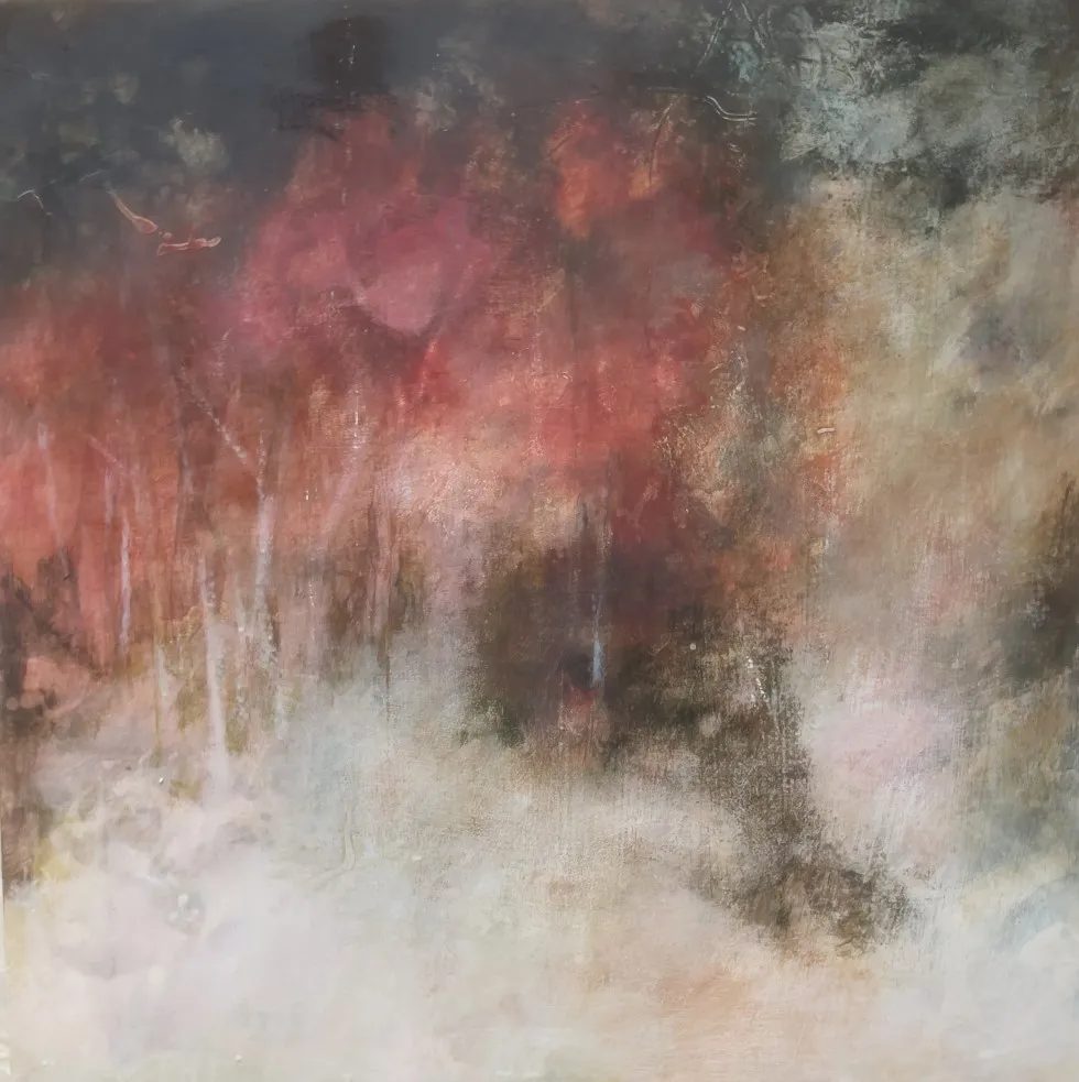 Jude Nixon, Fanciful Woods, 60cm x 60 cm Gesso, pigment and size on cradled board