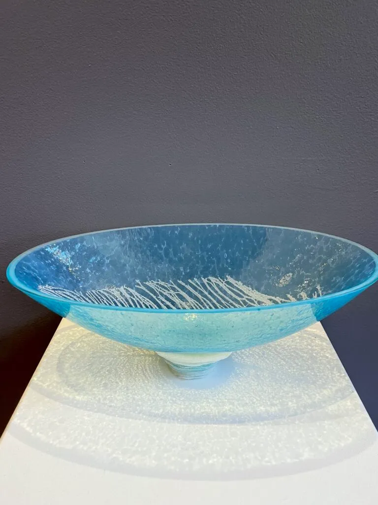 Alison Jardine. Winter I glass vessel on a glass stand 30.5 x 11 cm
