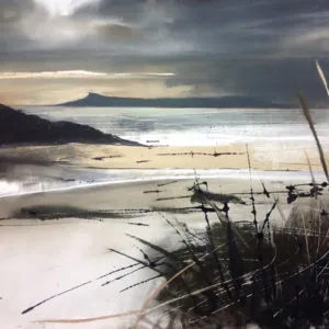 helen Fryer. Winter Sunset over Eigg. 48x48.