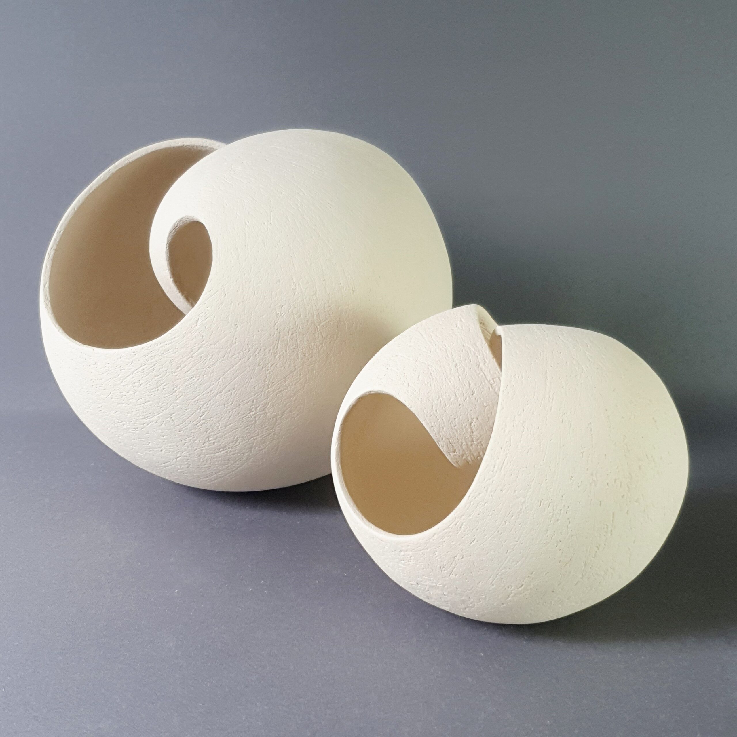 Leonie Rutter. Stoneware swirl bowls