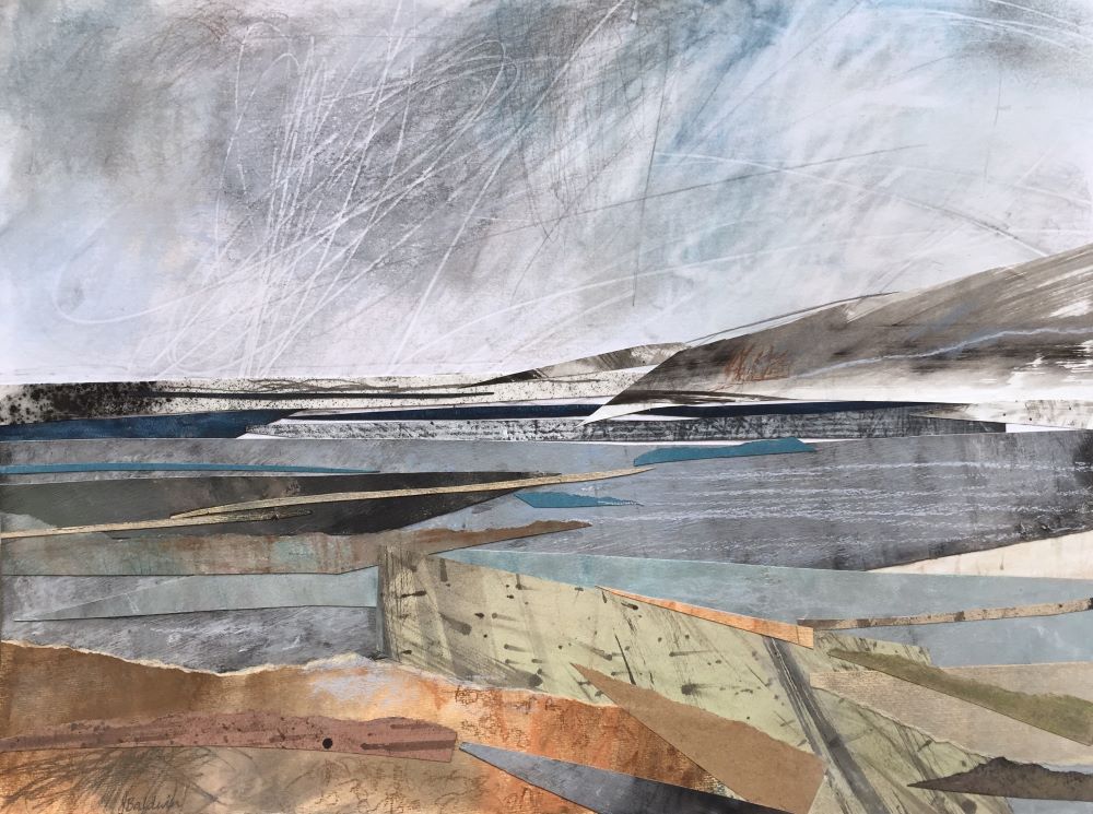 'Across Loch Linnhe III', Janine Baldwin, acrylic, pastel, charcoal and graphite collage, 31 x 42cm