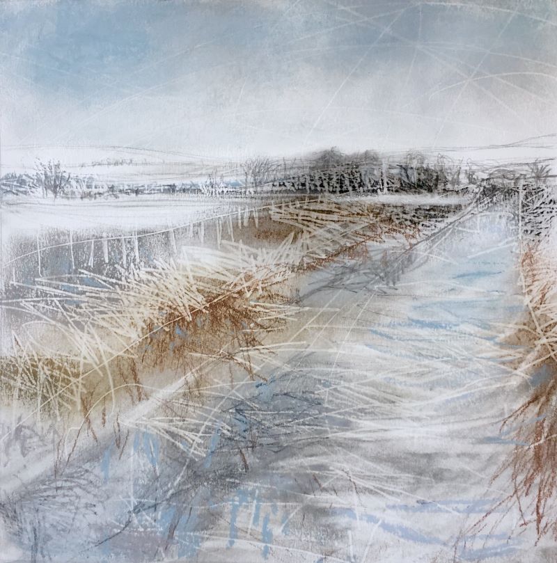 'Blue Sky in Winter', Janine Baldwin, pastel, charcoal and graphite, 23 x 23cm