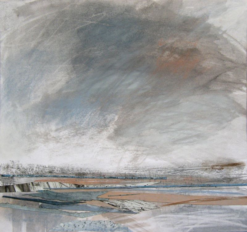 'Breathe', Janine Baldwin, acrylic, pastel, charcoal and graphite collage, 35 x 37cm